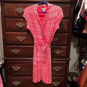 Liz Claiborne tribal Aztec coral and white dress